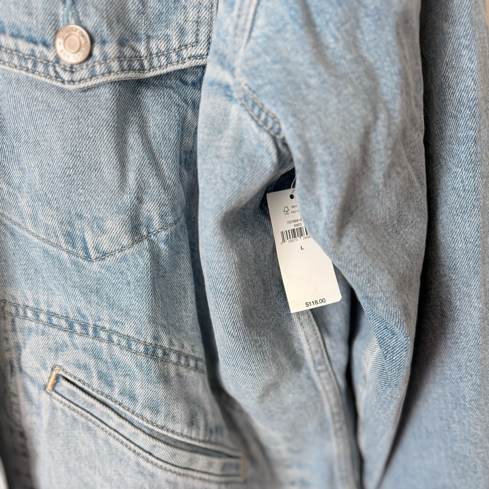 GAP Women's Denim Jacket with White Sherpa Collar - Picture 3 of 4